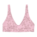 Cute Affordable Pink bikini top with starfish pattern on a white background