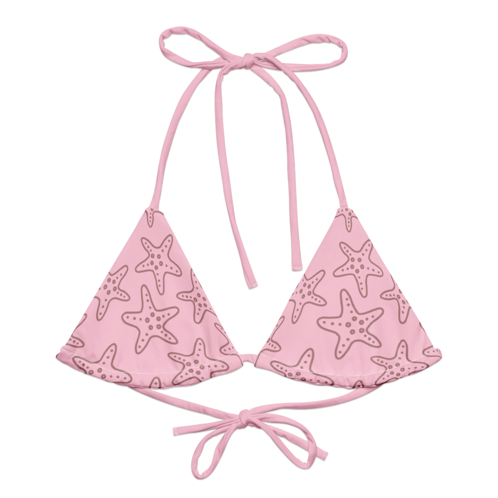 Cute affordable Pink bikini set with starfish pattern on a white background