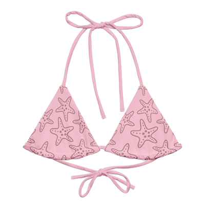 Cute affordable Pink bikini set with starfish pattern on a white background