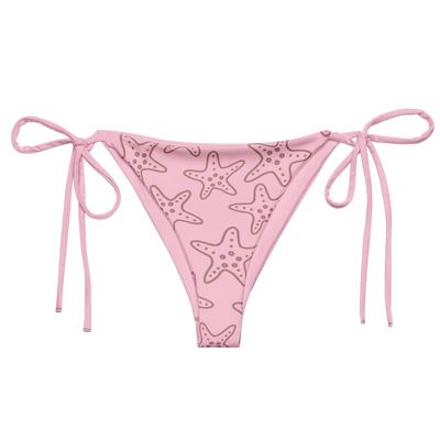 Cute Affordable Pink bikini bottom with starfish pattern on a white background