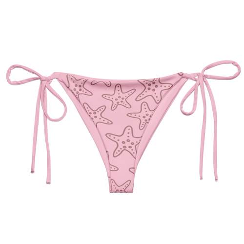 Cute Affordable Pink bikini bottom with starfish pattern on a white background